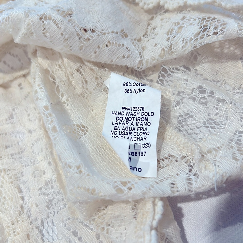 Mustard Seed Cream Lace Peplum Blouse Size Large Excellent Condition - Picture 6 of 6